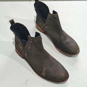 Musse & Cloud Womens Olive Brown Leather Ankle Boots Size 10